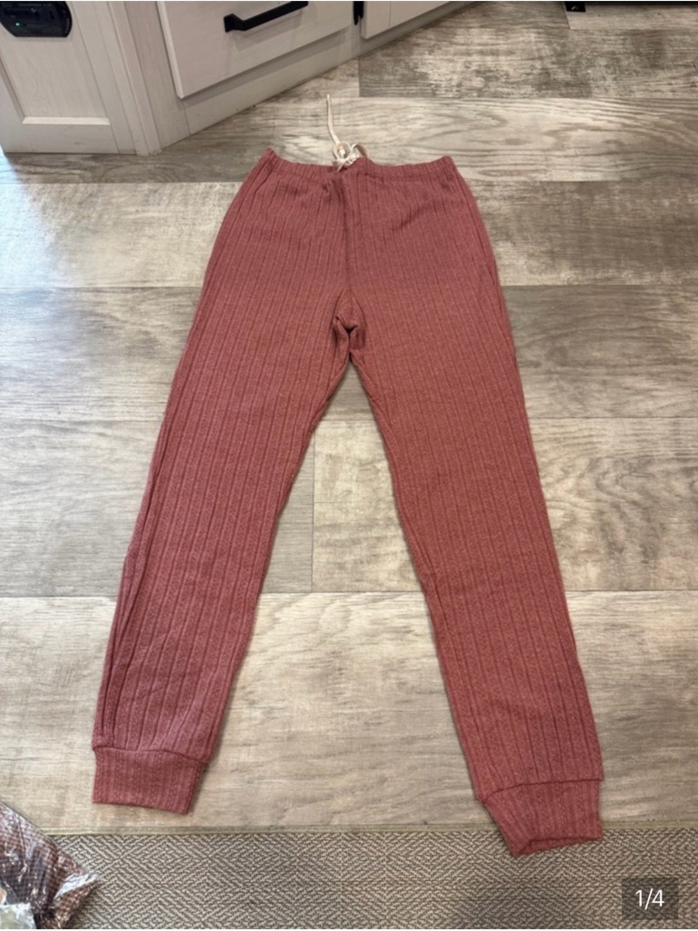 Blu Pepper Ribbed Jogger Pants in Dusty Rose